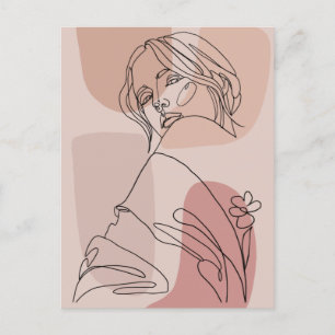 Minimalistisk konst av typen Woman Teckning Mode A Vykort
