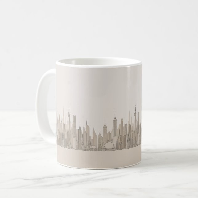 Minimalistisk konst för enkelspåriga skylinor stil kaffemugg (Framsida vänster)
