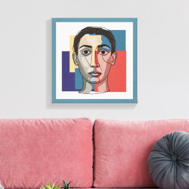 Minimalistisk konst i Ansikte | Contemporaryns ram Canvastryck (Insitu (Vardagsrum))