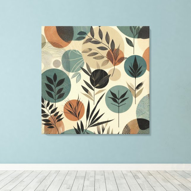 Minimalistisk konst med grönsakslinje med jordnära canvastryck (Insitu (trägolv))