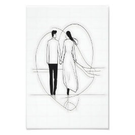 Minimalistisk konst Romantic Couple Holding Händer Fototryck
