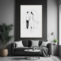 Minimalistisk konst Romantic Couple Holding Händer