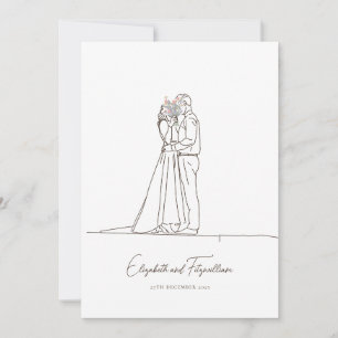 Minimalistisk konst Romantic-par med blommor Inbjudningar