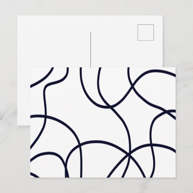 Minimalistisk konst svart och vit vykort (Fram/baksida)