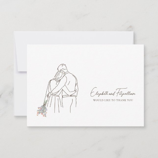 Minimalistisk konsthand i handblommor tack kort (Framsida)