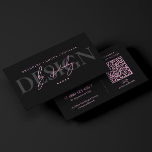 Minimalistisk konstnär Rosa Svart Grafisk Designer Visitkort