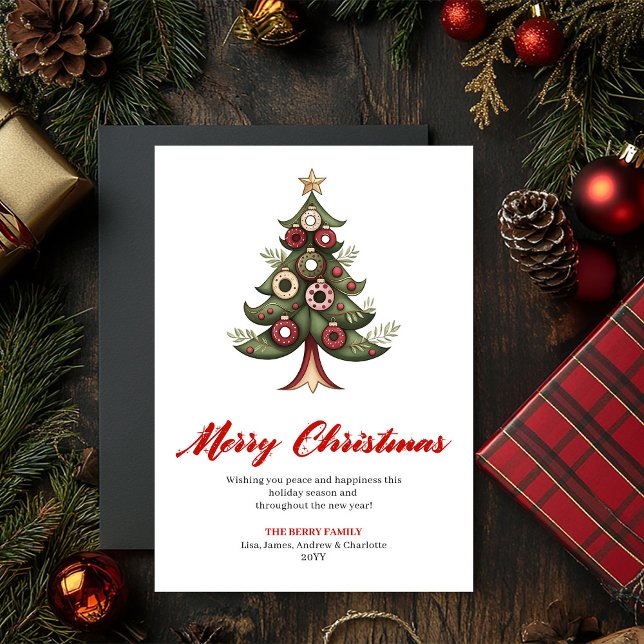 Minimalistisk Konstnärlig Julgran Julkort (Classic Christmas greeting card,
designer watercolor cozy Christmas tree,
festive holiday  artistic )