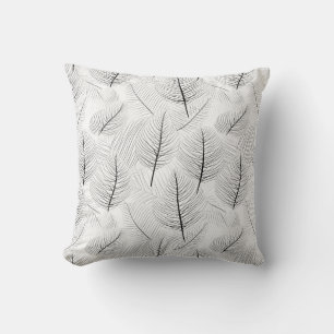 Minimalistisk konstnärlig svart och vit Löv-linje Kudde