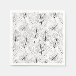 Minimalistisk konstnärlig svart och vit Löv-linje Pappersservett