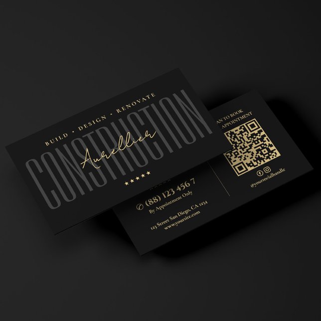 Minimalistisk konstruktion Svart allmän entreprenö Visitkort (Minimal Construction Black General Contractor Business Card
)