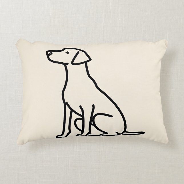 Minimalistisk konturkonst av Sitta Hund Prydnadskudde (Framsidan)