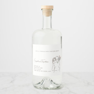 Minimalistisk konturkonst med lite hakning med Bou Spritflaskor Etikett
