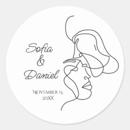 Minimalistisk konturteckning, illustration av Bröl Runt Klistermärke