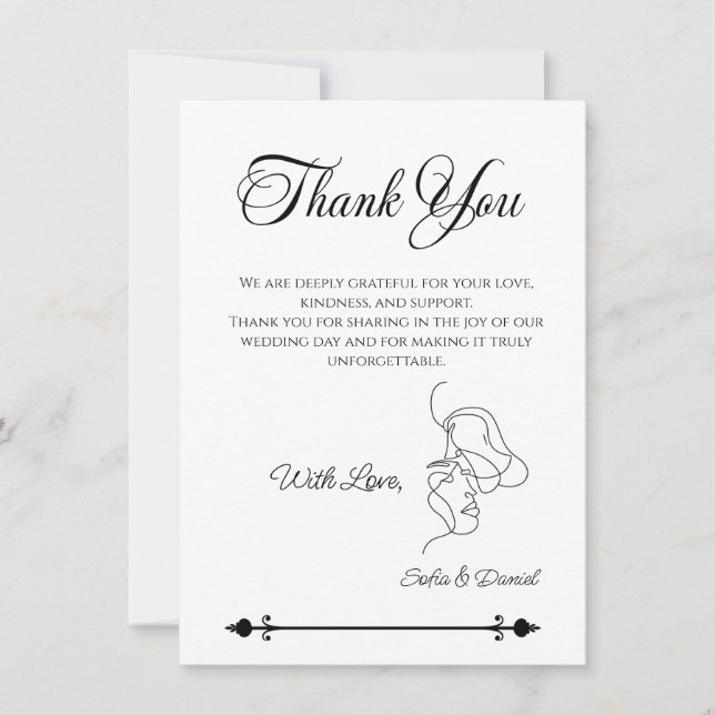 Minimalistisk konturteckning, illustration av Bröl Tack Kort (Framsida)