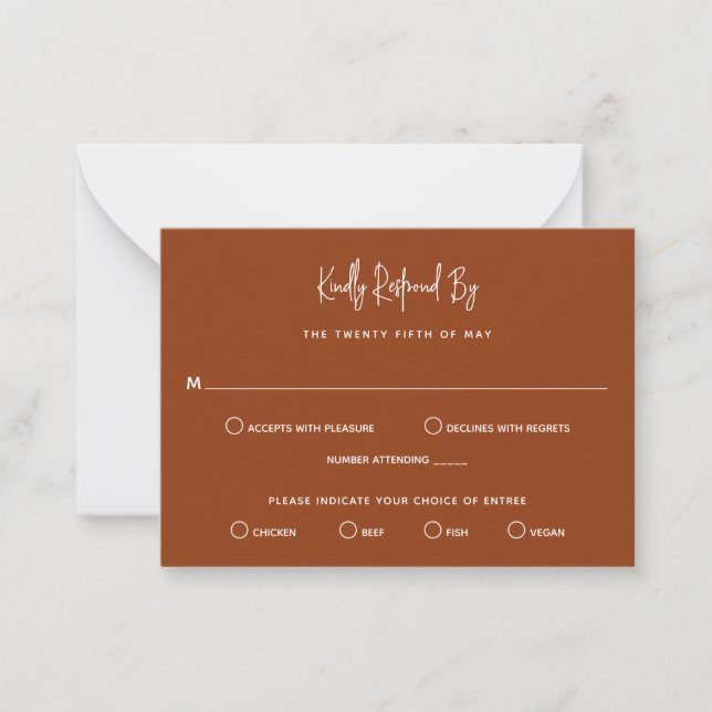 Minimalistisk Koppar Modern Mini Bröllops RSVP Anteckningskort (Framsida)