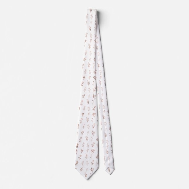 Minimalistisk Kopparros Botanisk Bröllop Slips (Framsida)
