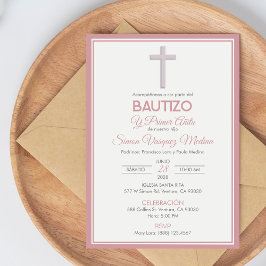 Minimalistisk Kor-baptism och första födelsedag Inbjudningar
