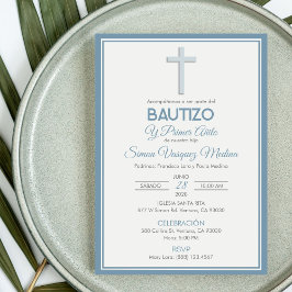 Minimalistisk Kor-baptism och första födelsedag Inbjudningar