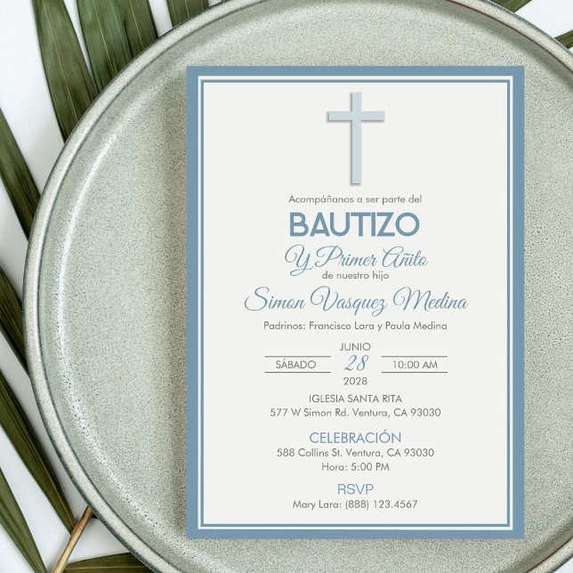 Minimalistisk Kor-baptism och första födelsedag Inbjudningar (Skapare uppladdad)