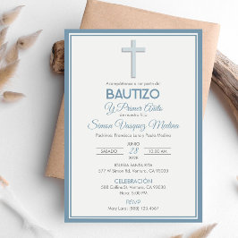Minimalistisk Kor-baptism och första födelsedag Inbjudningar