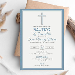 Minimalistisk Kor-baptism och första födelsedag Inbjudningar