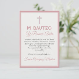 Minimalistisk Kor-baptism och första födelsedag Tack Kort