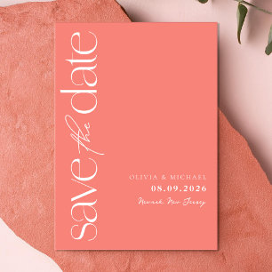 Minimalistisk koral Rosa Modern Bröllop Spara Datumet