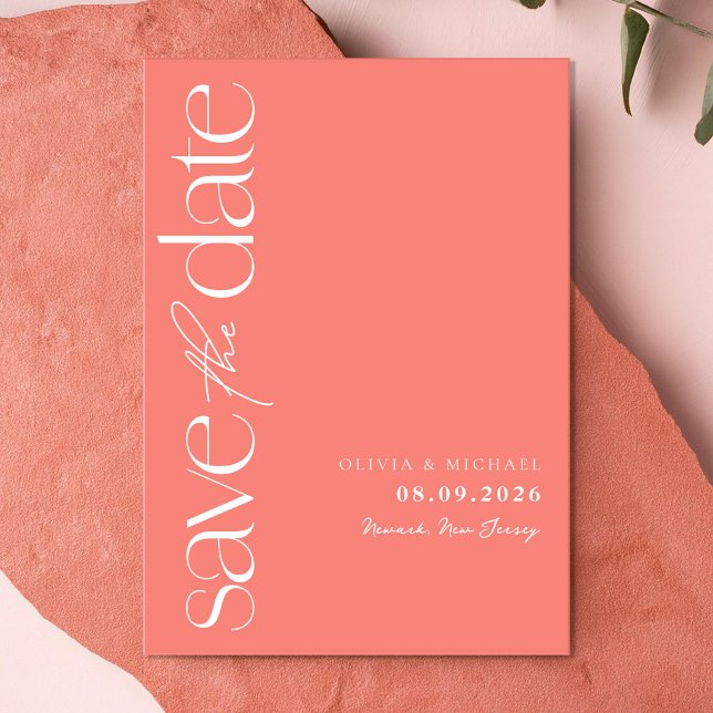 Minimalistisk koral Rosa Modern Bröllop Spara Datumet (Skapare uppladdad)