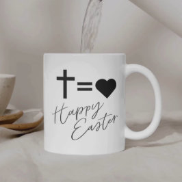 Minimalistisk kors- och hjärtdesign påsk kaffemugg