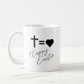 Minimalistisk kors- och hjärtdesign påsk kaffemugg