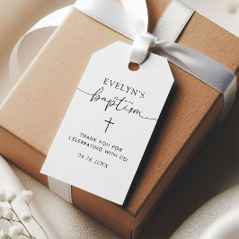 Minimalistisk Kors Personlig Dop Tacksamhet Presentetikett