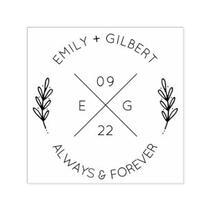 Minimalistisk korsning X Initialer Bröllop Självfärgande Stämpel