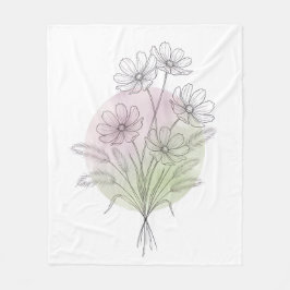 Minimalistisk Kosmos Botanisk Linje Konst Lavendel Fleecefilt