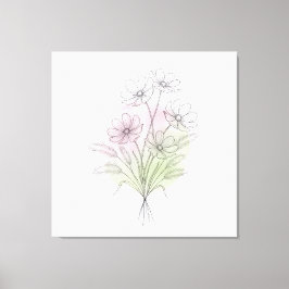 Minimalistisk Kosmos Linje Konst Vildblomma Rosé Canvastryck