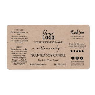 Minimalistisk Kraft-centrerad soy Candle-etikett Fraktsedel