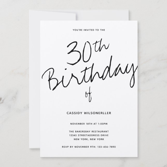 Minimalistisk Kraft Papprare 30års födelsedag Inbjudningar (Framsida)