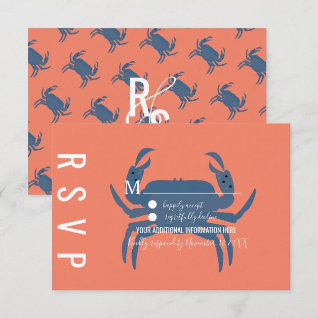 Minimalistisk kräfta typografi bröllop RSVP Inbjudningar (Fram/baksida)