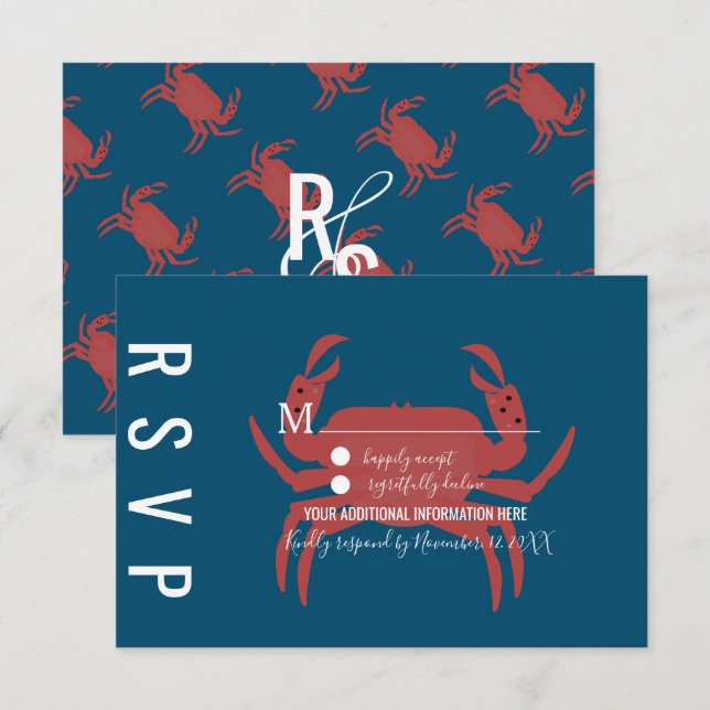 Minimalistisk kräfta typografi bröllop RSVP Inbjudningar (Fram/baksida)