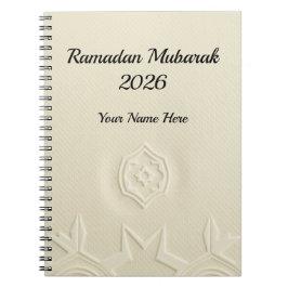 Minimalistisk krämfärgad linnetextur Ramadan Anteckningsbok