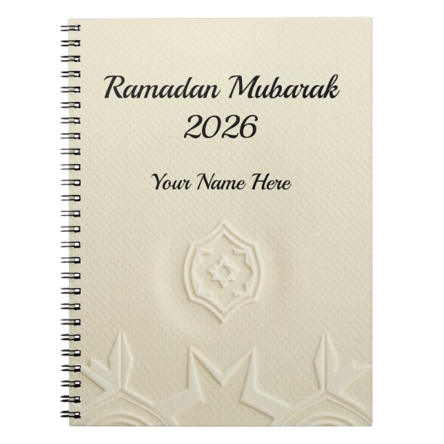 Minimalistisk krämfärgad linnetextur Ramadan Anteckningsbok (Framsidan)