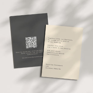 Minimalistisk krämfärgad skrivmaskin Bröllops QR-k Inbjudningar