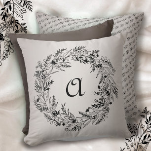 Minimalistisk krans Botanisk bokstav A monogram Kudde