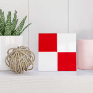 Minimalistisk kroatisk röd vit geometri kakelplatta
