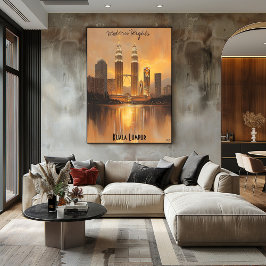 Minimalistisk Kuala Lumpur Siluett – Mjuk Ton Kons Poster