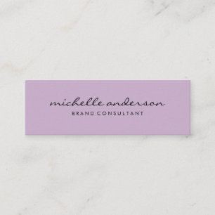 Minimalistisk kursiv lavender-text mini visitkort