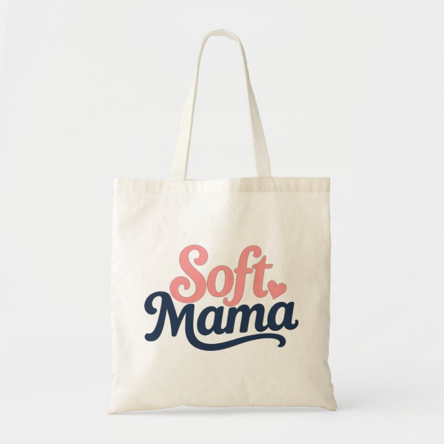 Minimalistisk kursiv 'Mjuk Mama' typsnittsdesign Tygkasse (Framsidan)