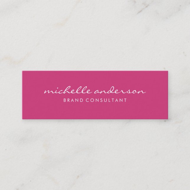 Minimalistisk kursiv Rosa-text Mini Visitkort (Framsida)