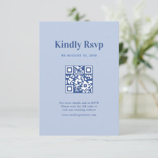 Minimalistisk kustnära dammig blå bröllops QR-kod OSA Kort