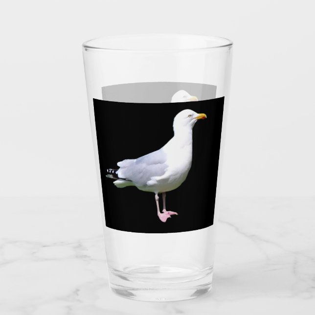 Minimalistisk kustnära mås stående vilda djur kons glaskopp (Framsida)