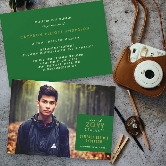 Minimalistisk kvadratisk fotoStudentfest med enkel Inbjudningar (Skapare uppladdad)